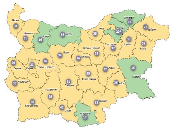 COVID заболеваемост: Шест области в страната са вече в зелената зона