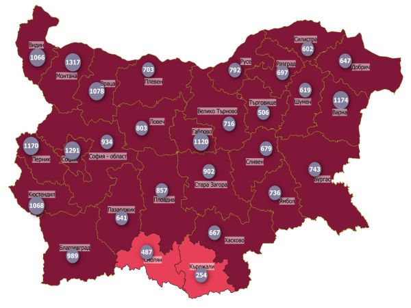 COVID заболеваемост: 26 области в тъмночервено, в Монтана остава най-тежко