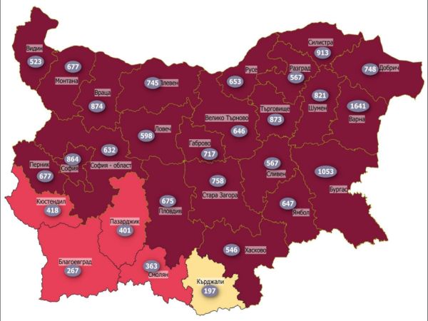 759,2‱ е средната за страната 14-дневна заболеваемост от COVID-19 към