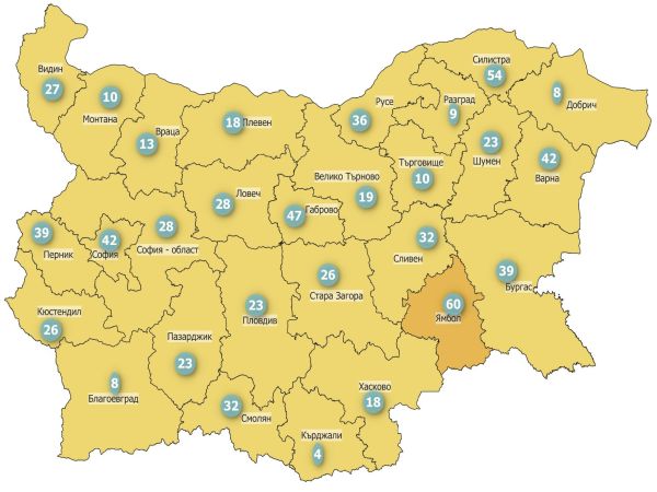 29,1‱ е средната за страната 14-дневна заболеваемост от COVID-19 към