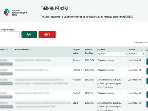 ИАМН с новоизграден е-регистър на лечебните заведения за извънболнична помощ