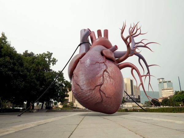 Огромно туптящо сърце пред Националния дворец на културата НДК предизвика