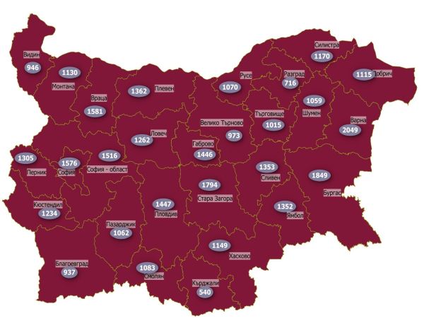 COVID картата на България: Спад на заболеваемостта, ръст на смъртността